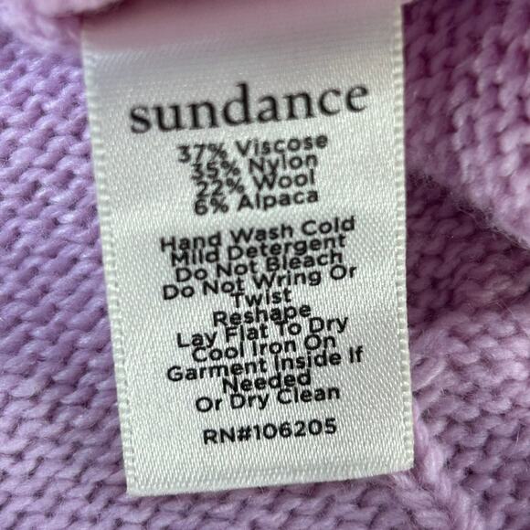 Sundance Lilac Wool Blend Cardigan Sweater Small Cable Knit Button Front - Picture 5 of 9